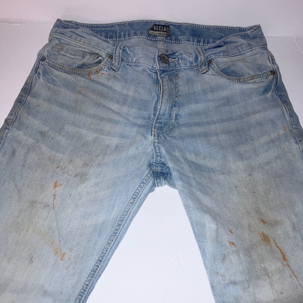 Reclaim Regular‎ Straight Stained/Distressed Light Blue Men's Jeans 30x32